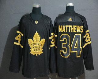 Adidas Muž Toronto Maple Leafs #34 Auston Matthews Černá Zlatoen Sešitý NHL Dres