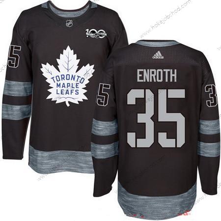 Adidas Muž Toronto Maple Leafs #35 Jhonas Enroth Černá 100th Výročí Sešitý NHL 2017 Hokejový Dres