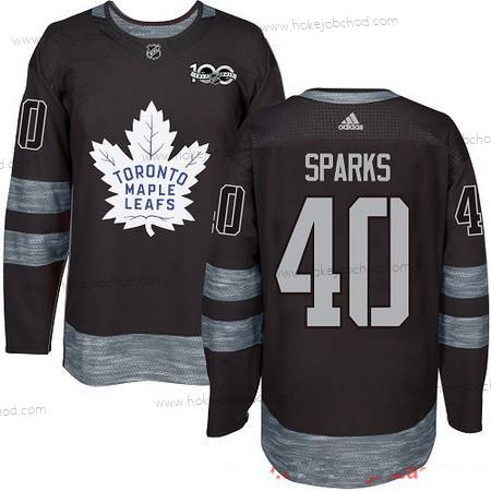 Adidas Muž Toronto Maple Leafs #40 Garret Sparks Černá 100th Výročí Sešitý NHL 2017 Hokejový Dres