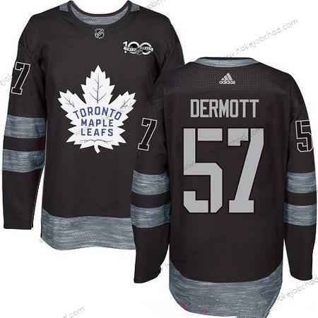 Adidas Muž Toronto Maple Leafs #57 Travis Dermott Černá 100th Výročí Sešitý NHL 2017 Hokejový Dres