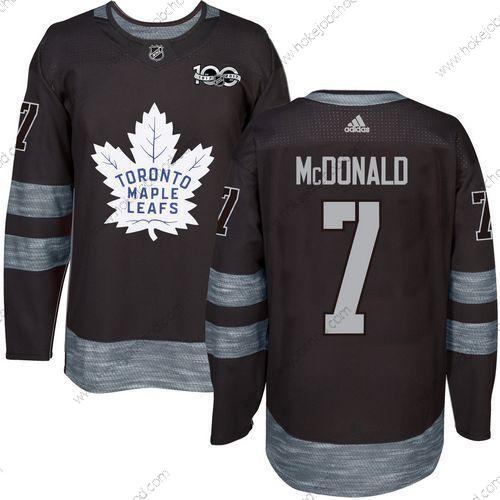 Adidas Muž Toronto Maple Leafs #7 Lanny Mcdonald Černá 100th Výročí Sešitý NHL 2017 Hokejový Dres