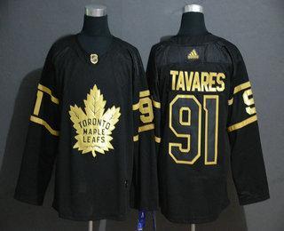 Adidas Muž Toronto Maple Leafs #91 John Tavares Černá Zlatoen Sešitý NHL Dres