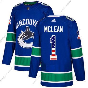 Adidas Muž Vancouver Canucks #1 Kirk Mclean Modrý Domácí Autentické USA Flag Sešitý NHL Dres