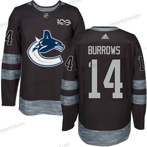 Adidas Muž Vancouver Canucks #14 Alex Burrows Černá 100th Výročí Sešitý NHL 2017 Hokejový Dres