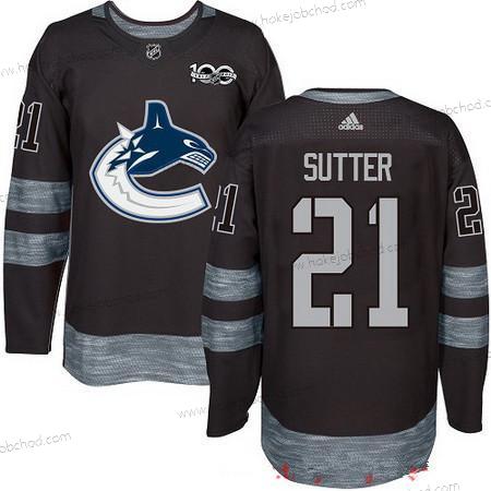 Adidas Muž Vancouver Canucks #21 Brandon Sutter Černá 100th Výročí Sešitý NHL 2017 Hokejový Dres