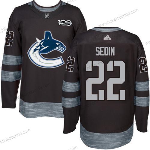 Adidas Muž Vancouver Canucks #22 Daniel Sedin Černá 100th Výročí Sešitý NHL 2017 Hokejový Dres