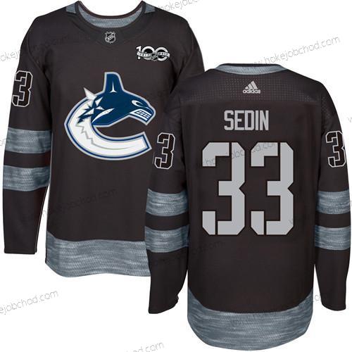 Adidas Muž Vancouver Canucks #33 Henrik Sedin Černá 100th Výročí Sešitý NHL 2017 Hokejový Dres