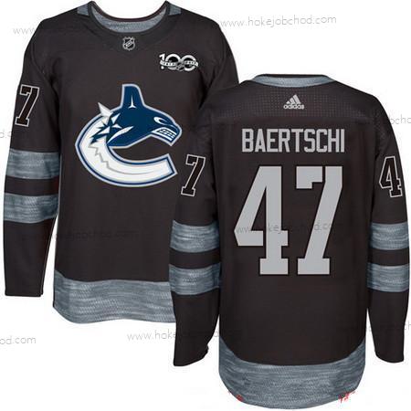 Adidas Muž Vancouver Canucks #47 Sven Baertschi Černá 100th Výročí Sešitý NHL 2017 Hokejový Dres