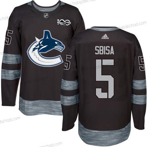 Adidas Muž Vancouver Canucks #5 Luca Sbisa Černá 100th Výročí Sešitý NHL 2017 Hokejový Dres