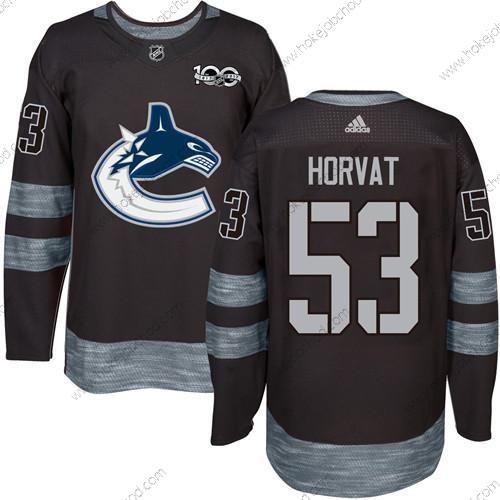 Adidas Muž Vancouver Canucks #53 Bo Horvat Černá 100th Výročí Sešitý NHL 2017 Hokejový Dres