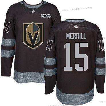 Adidas Muž Vegas Golden Knights #15 Jon Merrill Premier Černá 1917-2017 100th Výročí NHL Dres