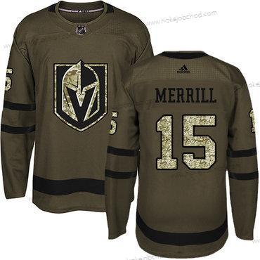 Adidas Muž Vegas Golden Knights #15 Jon Merrill Premier Zelená Salute to Service NHL Dres