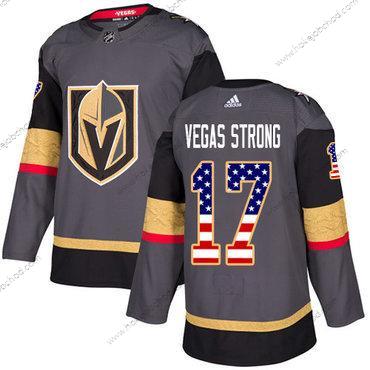 Adidas Muž Vegas Golden Knights #17 Vegas Strong Šedá Domácí Autentické USA Flag Sešitý NHL Dres