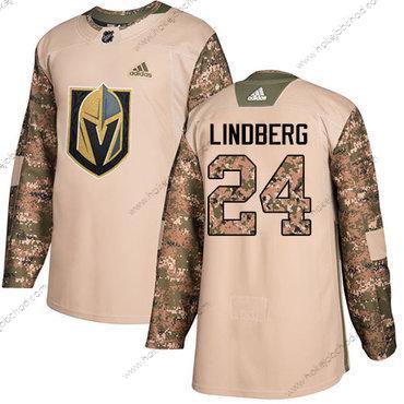 Adidas Muž Vegas Golden Knights #24 Oscar Lindberg Camo Autentické 2017 Veterans Day Sešitý NHL Dres