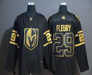 Adidas Muž Vegas Golden Knights #29 Marc-Andre Fleury Černá Zlatoen Sešitý NHL Dres