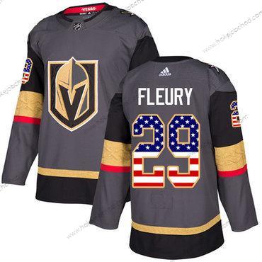 Adidas Muž Vegas Golden Knights #29 Marc-Andre Fleury Šedá Domácí Autentické USA Flag Sešitý NHL Dres