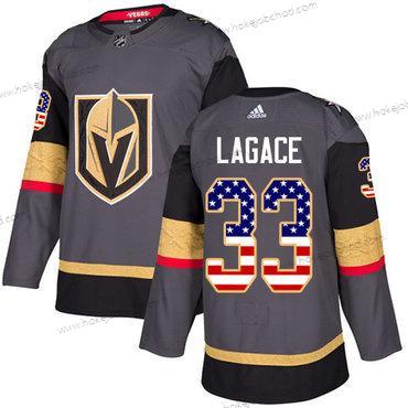 Adidas Muž Vegas Golden Knights #33 Maxime Lagace Šedá Domácí Autentické USA Flag Sešitý NHL Dres