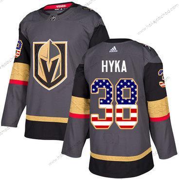 Adidas Muž Vegas Golden Knights #38 Tomas Hyka Šedá Domácí Autentické USA Flag Sešitý NHL Dres