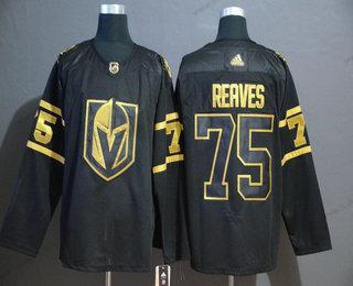 Adidas Muž Vegas Golden Knights #75 Ryan Reaves Černá Zlatoen Sešitý NHL Dres