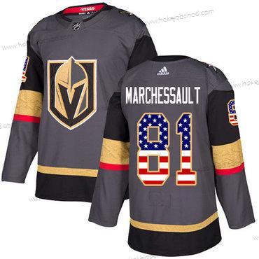 Adidas Muž Vegas Golden Knights #81 Jonathan Marchessault Šedá Domácí Autentické USA Flag Sešitý NHL Dres