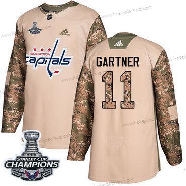 Adidas Muž Washington Capitals #11 Mike Gartner Camo Autentické 2017 Veterans Day Stanley Cup Final Champions Sešitý NHL Dres