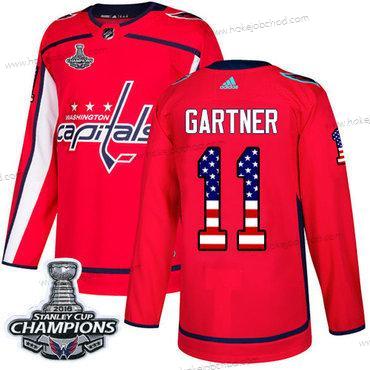 Adidas Muž Washington Capitals #11 Mike Gartner Červené Domácí Autentické USA Flag Stanley Cup Final Champions Sešitý NHL Dres