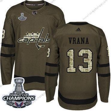 Adidas Muž Washington Capitals #13 Jakub Vrana Zelená Salute to Service Stanley Cup Final Champions Sešitý NHL Dres