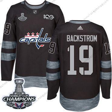 Adidas Muž Washington Capitals #19 Nicklas Backstrom Černá 1917-2017 100th Výročí Stanley Cup Final Champions Sešitý NHL Dres