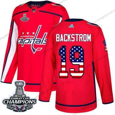 Adidas Muž Washington Capitals #19 Nicklas Backstrom Červené Domácí Autentické USA Flag Stanley Cup Final Champions Sešitý NHL Dres