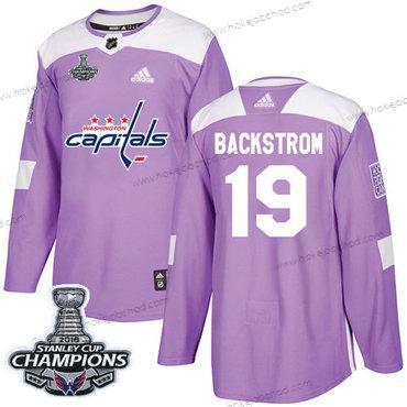 Adidas Muž Washington Capitals #19 Nicklas Backstrom Nachový Autentické Bojuje proti rakovině Stanley Cup Final Champions Sešitý NHL Dres