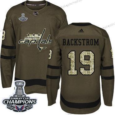 Adidas Muž Washington Capitals #19 Nicklas Backstrom Zelená Salute to Service Stanley Cup Final Champions Sešitý NHL Dres