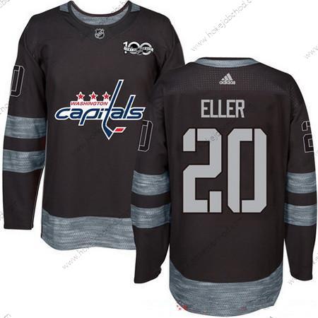 Adidas Muž Washington Capitals #20 Lars Eller Černá 100th Výročí Sešitý NHL 2017 Hokejový Dres