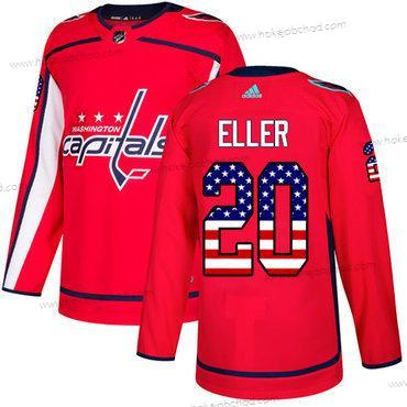 Adidas Muž Washington Capitals #20 Lars Eller Červené Domácí Autentické USA Flag Sešitý NHL Dres