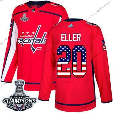 Adidas Muž Washington Capitals #20 Lars Eller Červené Domácí Autentické USA Flag Stanley Cup Final Champions Sešitý NHL Dres