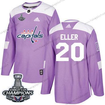 Adidas Muž Washington Capitals #20 Lars Eller Nachový Autentické Bojuje proti rakovině Stanley Cup Final Champions Sešitý NHL Dres