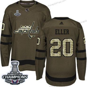 Adidas Muž Washington Capitals #20 Lars Eller Zelená Salute to Service Stanley Cup Final Champions Sešitý NHL Dres