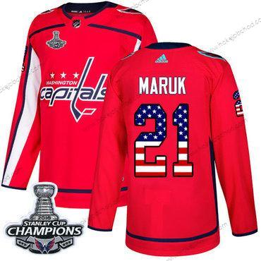 Adidas Muž Washington Capitals #21 Dennis Maruk Červené Domácí Autentické USA Flag Stanley Cup Final Champions Sešitý NHL Dres