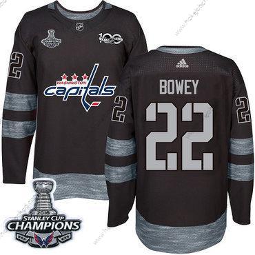 Adidas Muž Washington Capitals #22 Madison Bowey Černá 1917-2017 100th Výročí Stanley Cup Final Champions Sešitý NHL Dres