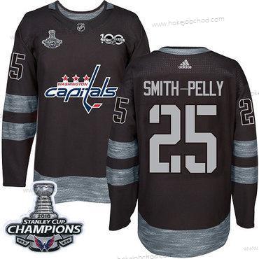 Adidas Muž Washington Capitals #25 Devante Smith-Pelly Černá 1917-2017 100th Výročí Stanley Cup Final Champions Sešitý NHL Dres