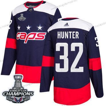 Adidas Muž Washington Capitals #32 Dale Hunter Námořnictvo Autentické 2018 Stadium Series Stanley Cup Final Champions Sešitý NHL Dres