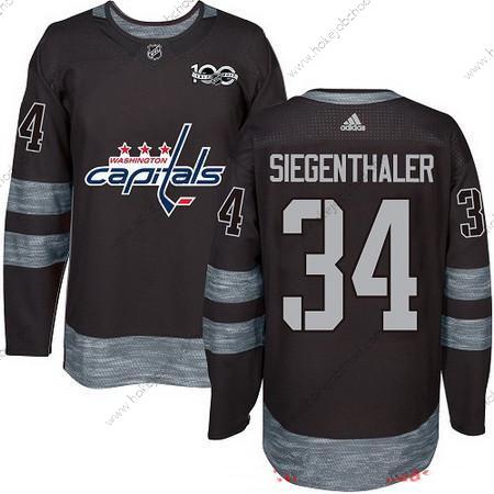 Adidas Muž Washington Capitals #34 Jonas Siegenthaler Černá 100th Výročí Sešitý NHL 2017 Hokejový Dres