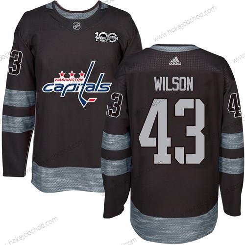 Adidas Muž Washington Capitals #43 Tom Wilson Černá 100th Výročí Sešitý NHL 2017 Hokejový Dres