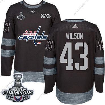 Adidas Muž Washington Capitals #43 Tom Wilson Černá 1917-2017 100th Výročí Stanley Cup Final Champions Sešitý NHL Dres