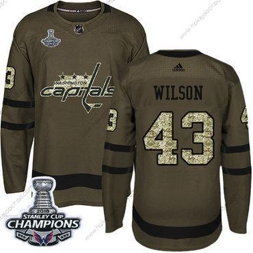 Adidas Muž Washington Capitals #43 Tom Wilson Zelená Salute to Service Stanley Cup Final Champions Sešitý NHL Dres