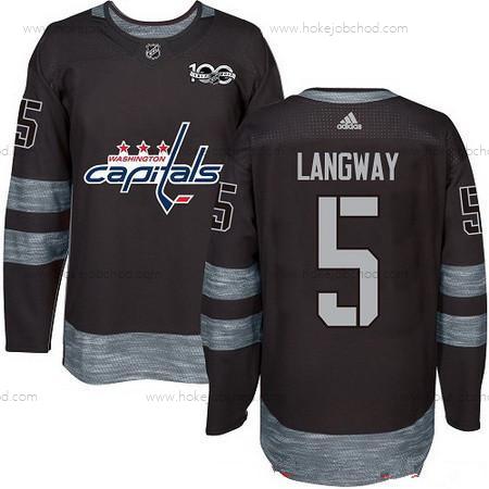 Adidas Muž Washington Capitals #5 Rod Langway Černá 100th Výročí Sešitý NHL 2017 Hokejový Dres