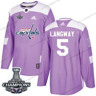 Adidas Muž Washington Capitals #5 Rod Langway Nachový Autentické Bojuje proti rakovině Stanley Cup Final Champions Sešitý NHL Dres