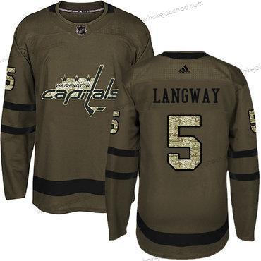 Adidas Muž Washington Capitals #5 Rod Langway Zelená Salute to Service Sešitý NHL Dres