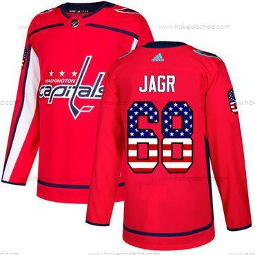 Adidas Muž Washington Capitals #68 Jaromir Jagr Červené Domácí Autentické USA Flag Sešitý NHL Dres