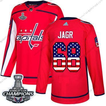 Adidas Muž Washington Capitals #68 Jaromir Jagr Červené Domácí Autentické USA Flag Stanley Cup Final Champions Sešitý NHL Dres