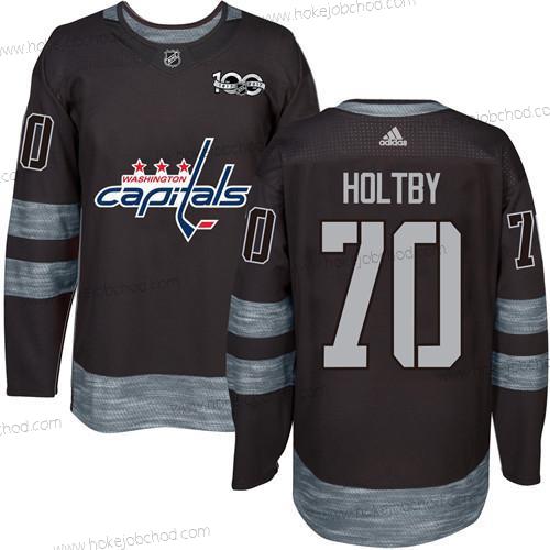 Adidas Muž Washington Capitals #70 Braden Holtby Černá 100th Výročí Sešitý NHL 2017 Hokejový Dres